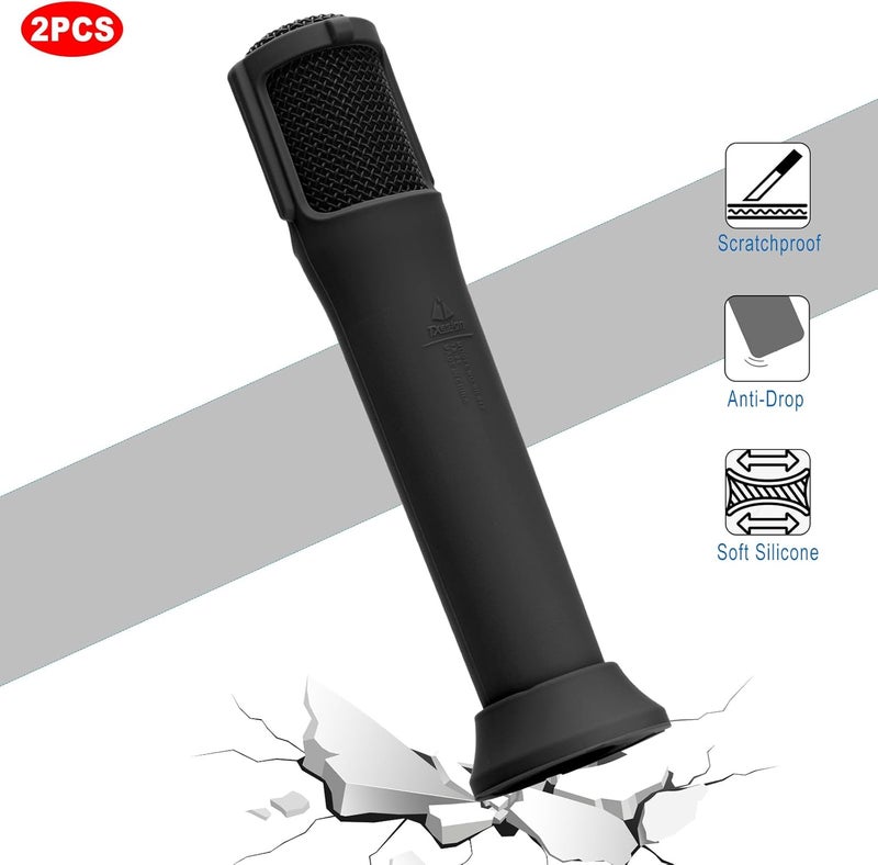 TXesign Silicone Case for JBL PartyBox Wireless Microphone Rechargeable Battery-2 Pack, Anti-Rolling Protective Case with Base Rod Mic Sleeves Microphone Stand for Disco Stage Party TV Show (Black) - Image 4